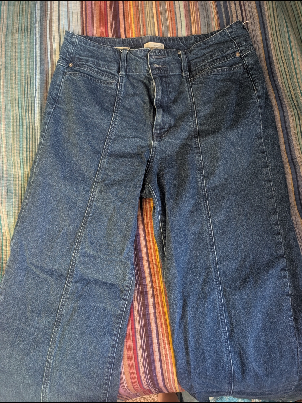 Universal Thread Wide Leg Flared Jeans in Dark Blue Denim